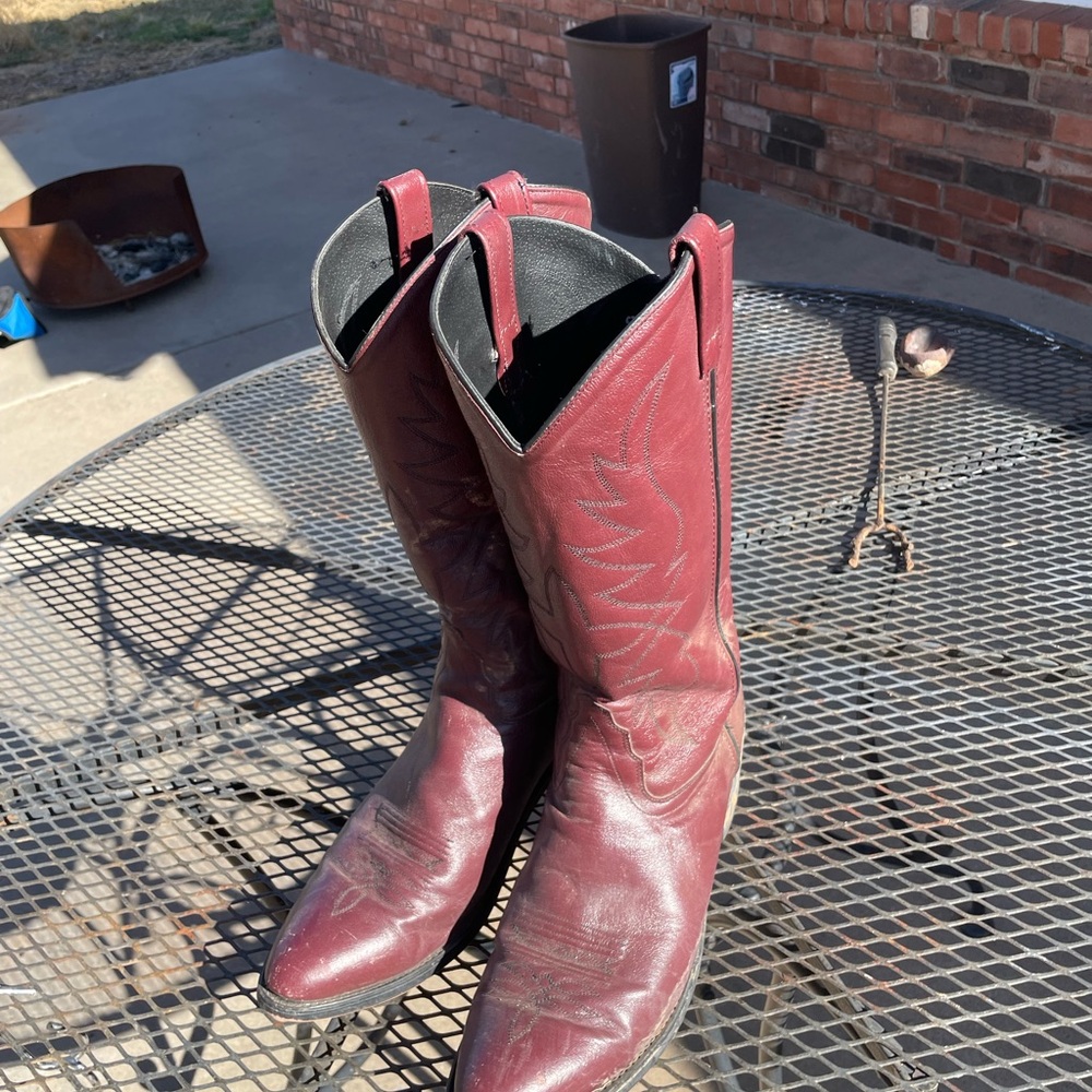Burgundy Leather Cowboy Boots